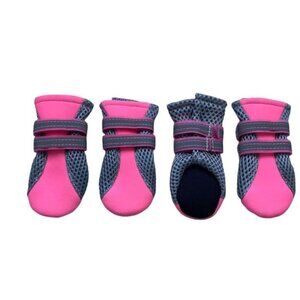 LONSUNEER Puppy Soft Sole Nonslip Mesh Boots, with 2 Reflective Straps, Set of 4